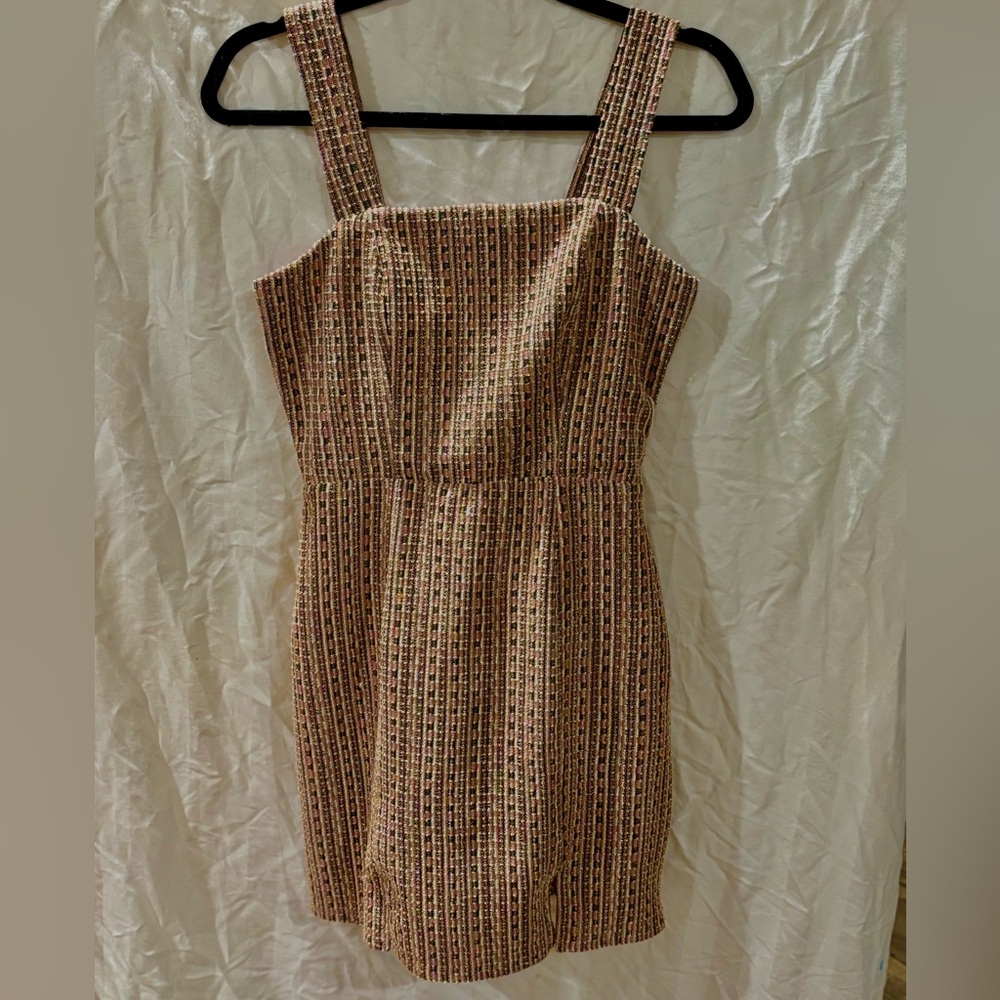 Pink and Tan  Tweed Mini Dress